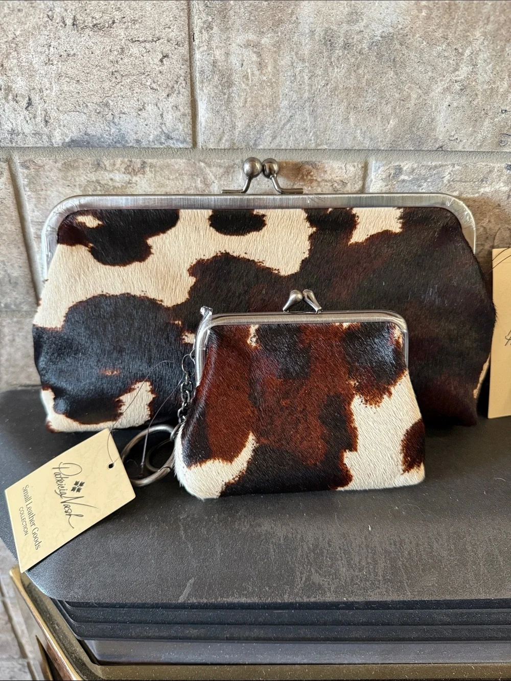 Patricia Nash Cowhide Frame Clutch / Crossbody and Coin Purse Set
